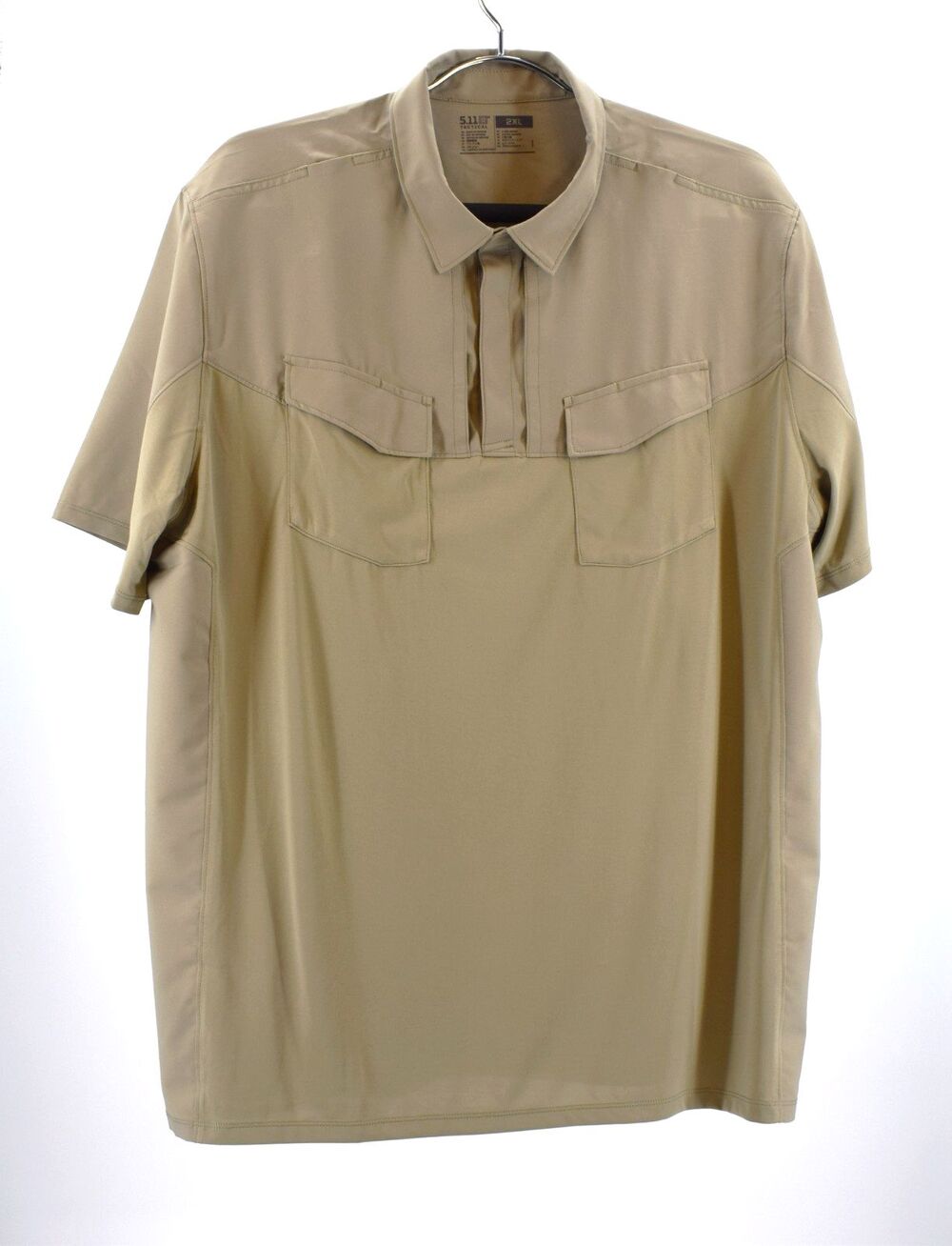 5.11 Tactical Short Sleeve Polo Shirt Tan Utility Performance NWT Placket 2XL